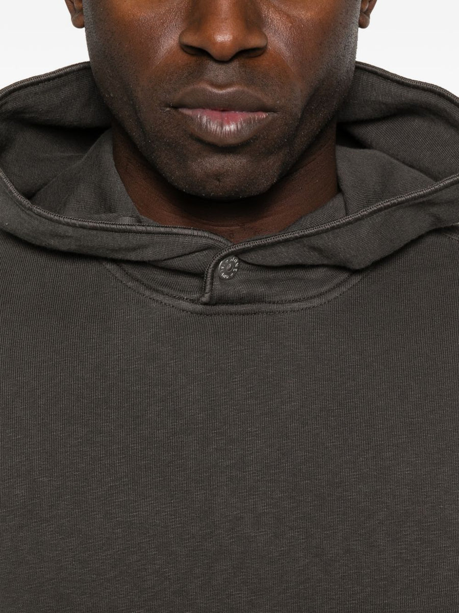 Stone Island Logo Cotton Hoodie For Men Premium 100 Percent Cotone With Green Detail
