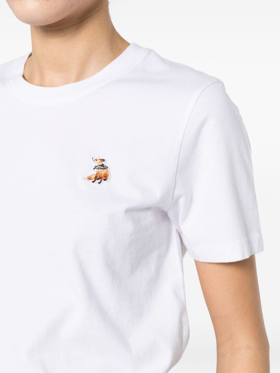 Maison Kitsuné Dreaming Fox Embroidered White Cotton T Shirt for Women Casual Everyday Topwear