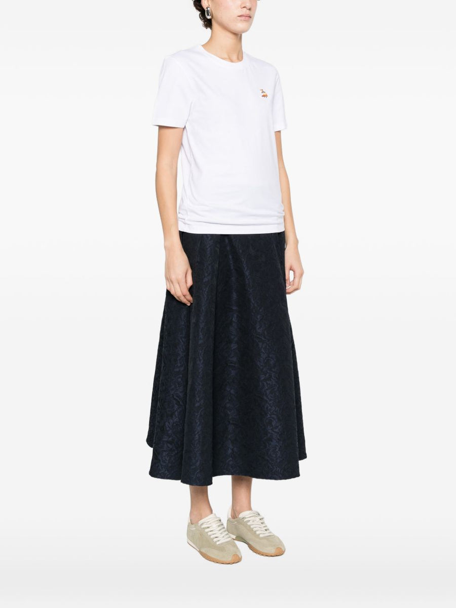 Maison Kitsuné Dreaming Fox Embroidered White Cotton T Shirt for Women Casual Everyday Topwear