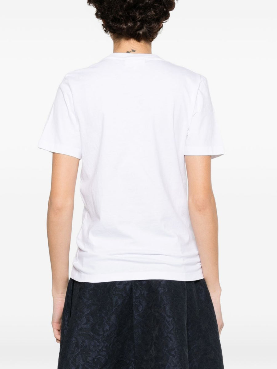 Maison Kitsuné Dreaming Fox Embroidered White Cotton T Shirt for Women Casual Everyday Topwear
