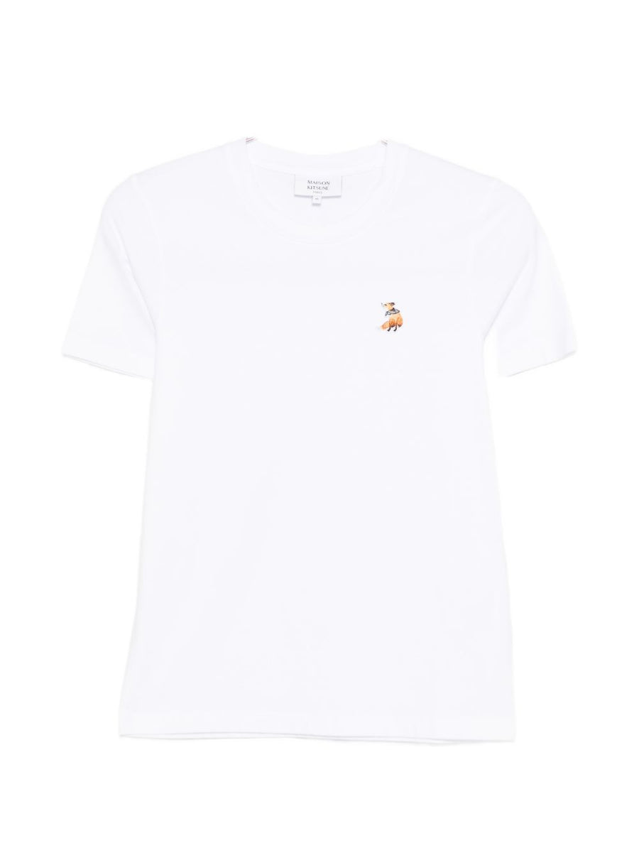Maison Kitsuné Dreaming Fox Embroidered White Cotton T Shirt for Women Casual Everyday Topwear
