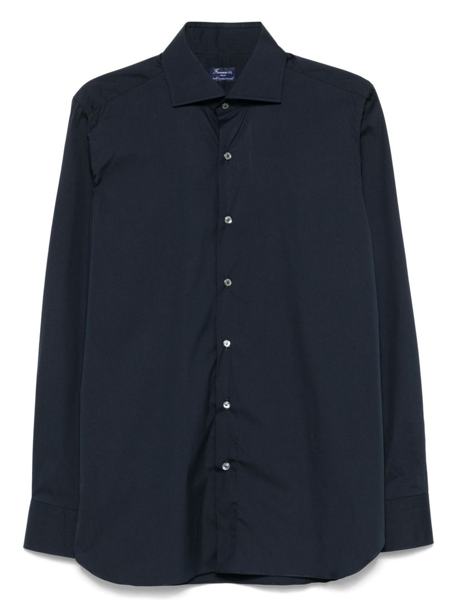Finamore 1925 Napoli Cotton Shirt Blue Stretch For Men