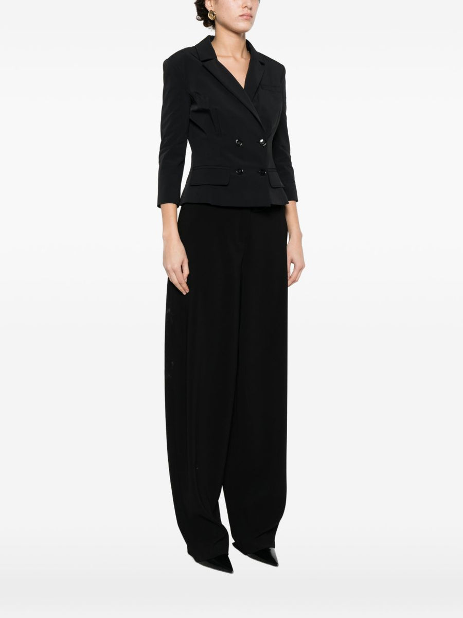 Elisabetta Franchi Belted Double Breasted Jacket For Women Tailored Polished Black Outerwear