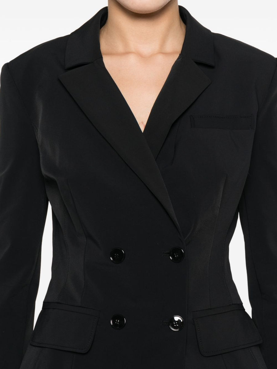 Elisabetta Franchi Belted Double Breasted Jacket For Women Tailored Polished Black Outerwear