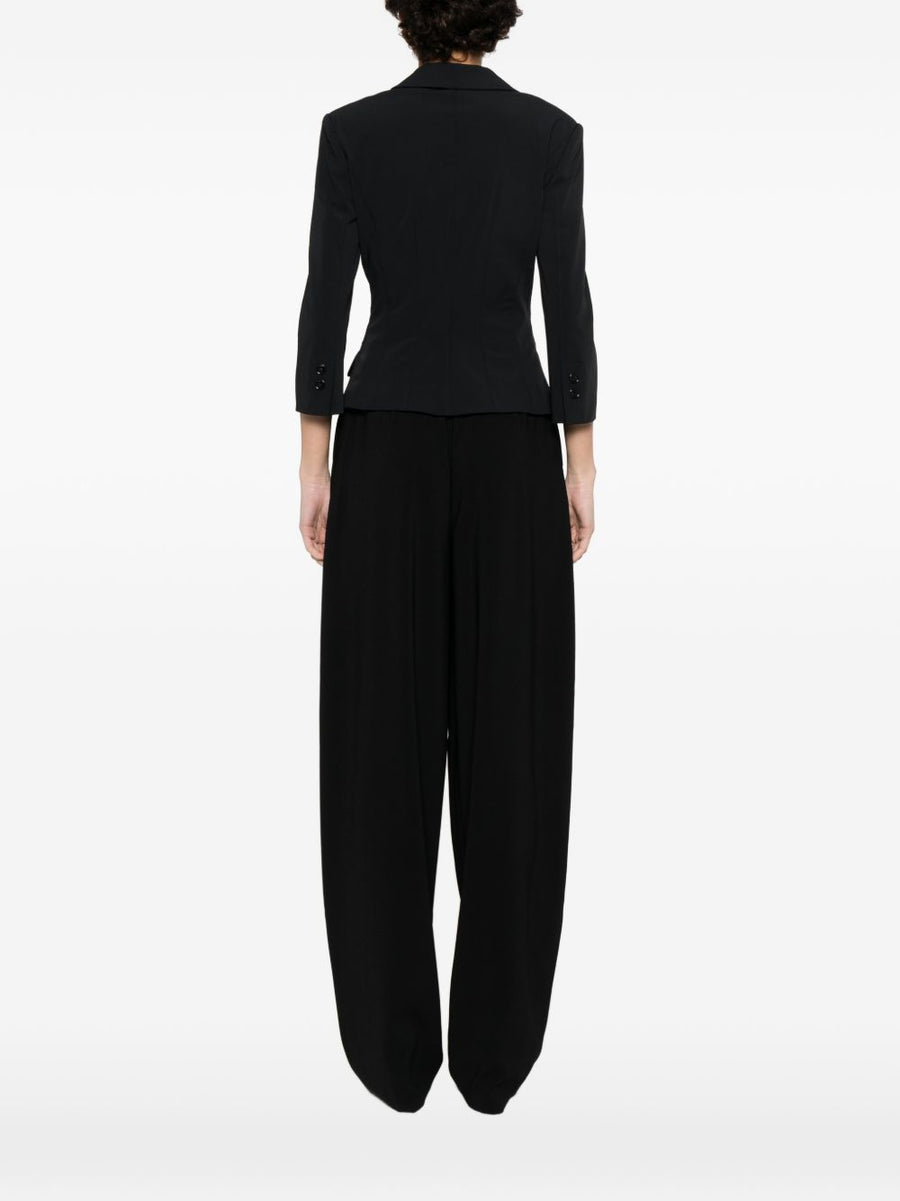 Elisabetta Franchi Belted Double Breasted Jacket For Women Tailored Polished Black Outerwear