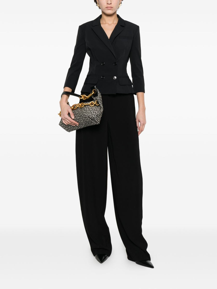 Elisabetta Franchi Belted Double Breasted Jacket For Women Tailored Polished Black Outerwear