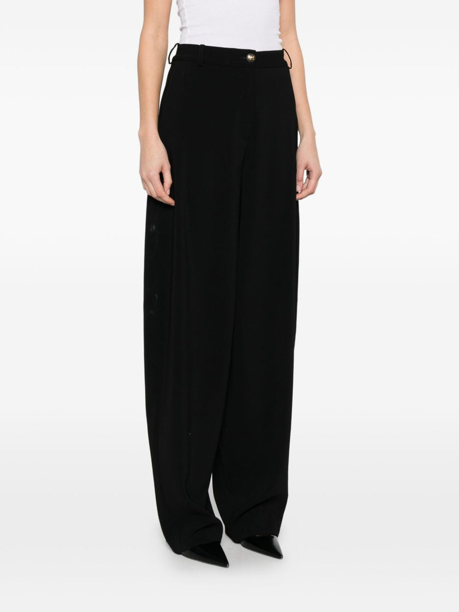 Elisabetta Franchi High-Waisted Wide-Leg Trousers For Women Polished Versatile Silhouette With Button Detail