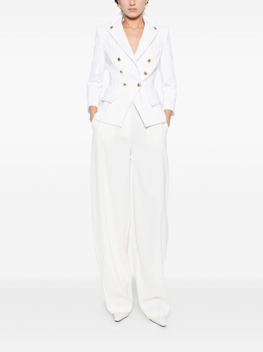 Elisabetta Franchi Wide Leg Trousers For Women Ivory Belt Loops All Day Comfort Polished Workwear