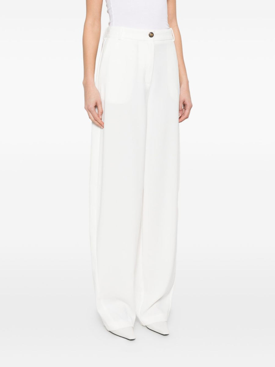 Elisabetta Franchi Wide Leg Trousers For Women Ivory Belt Loops All Day Comfort Polished Workwear