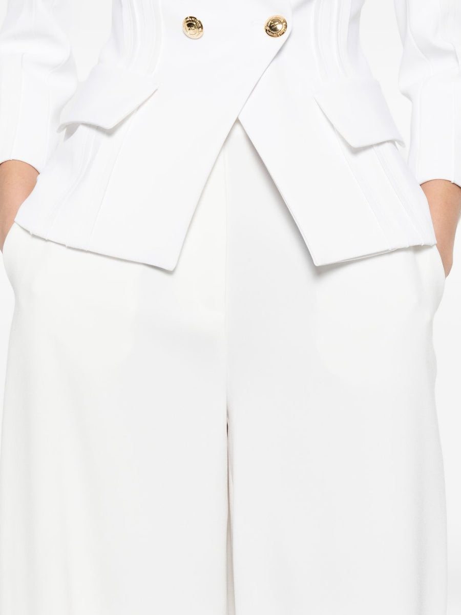 Elisabetta Franchi Wide Leg Trousers For Women Ivory Belt Loops All Day Comfort Polished Workwear