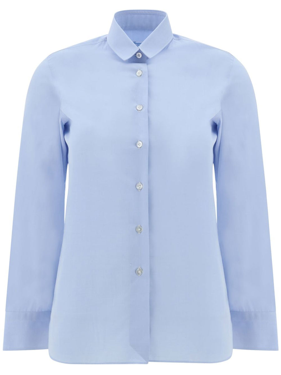 Finamore 1925 Napoli Cotton Shirt For Men Premium Light Blue Breathable 100 Percent Cotton Daily Office Wear