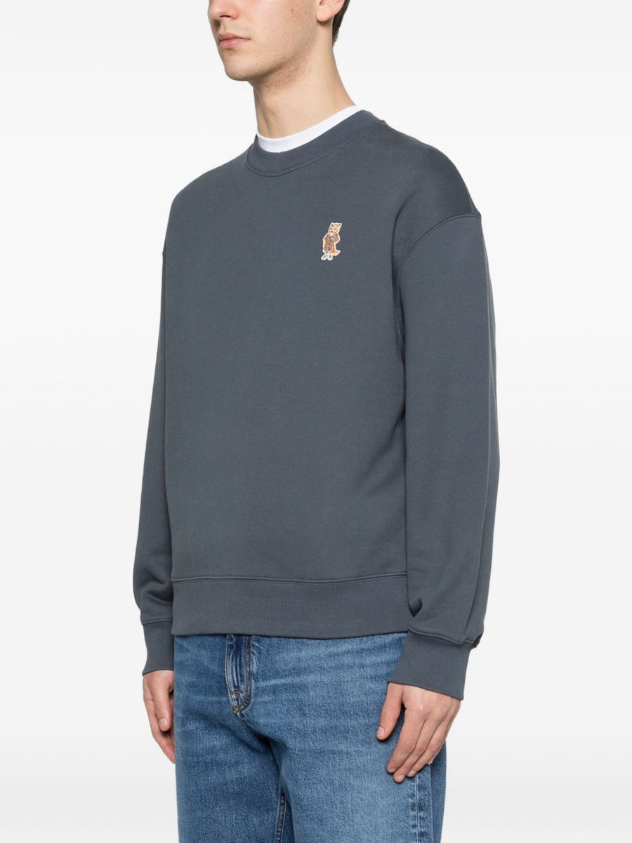 Maison Kitsuné Dressed Fox Comfort Sweatshirt For Men Navy 100 Percent Cotton Cozy Everyday Wear