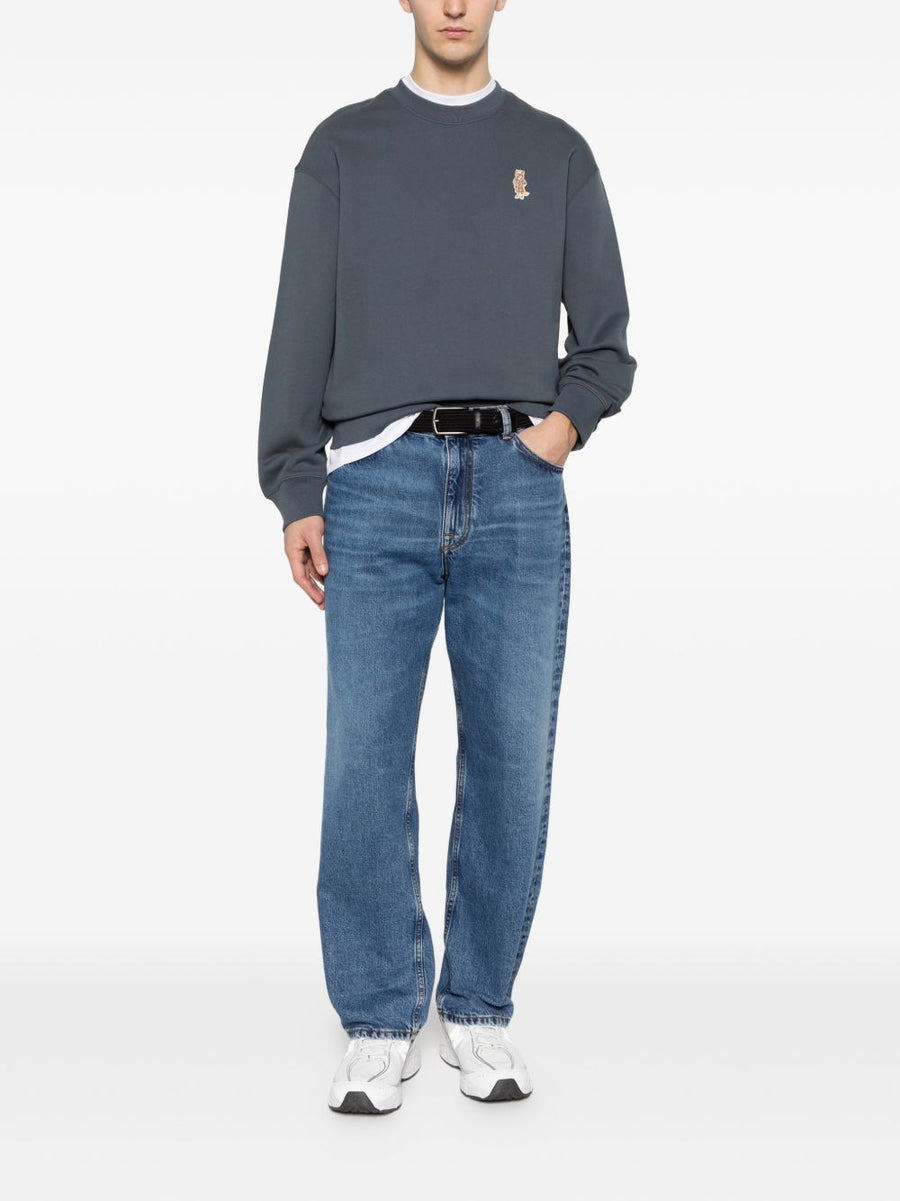 Maison Kitsuné Dressed Fox Comfort Sweatshirt For Men Navy 100 Percent Cotton Cozy Everyday Wear
