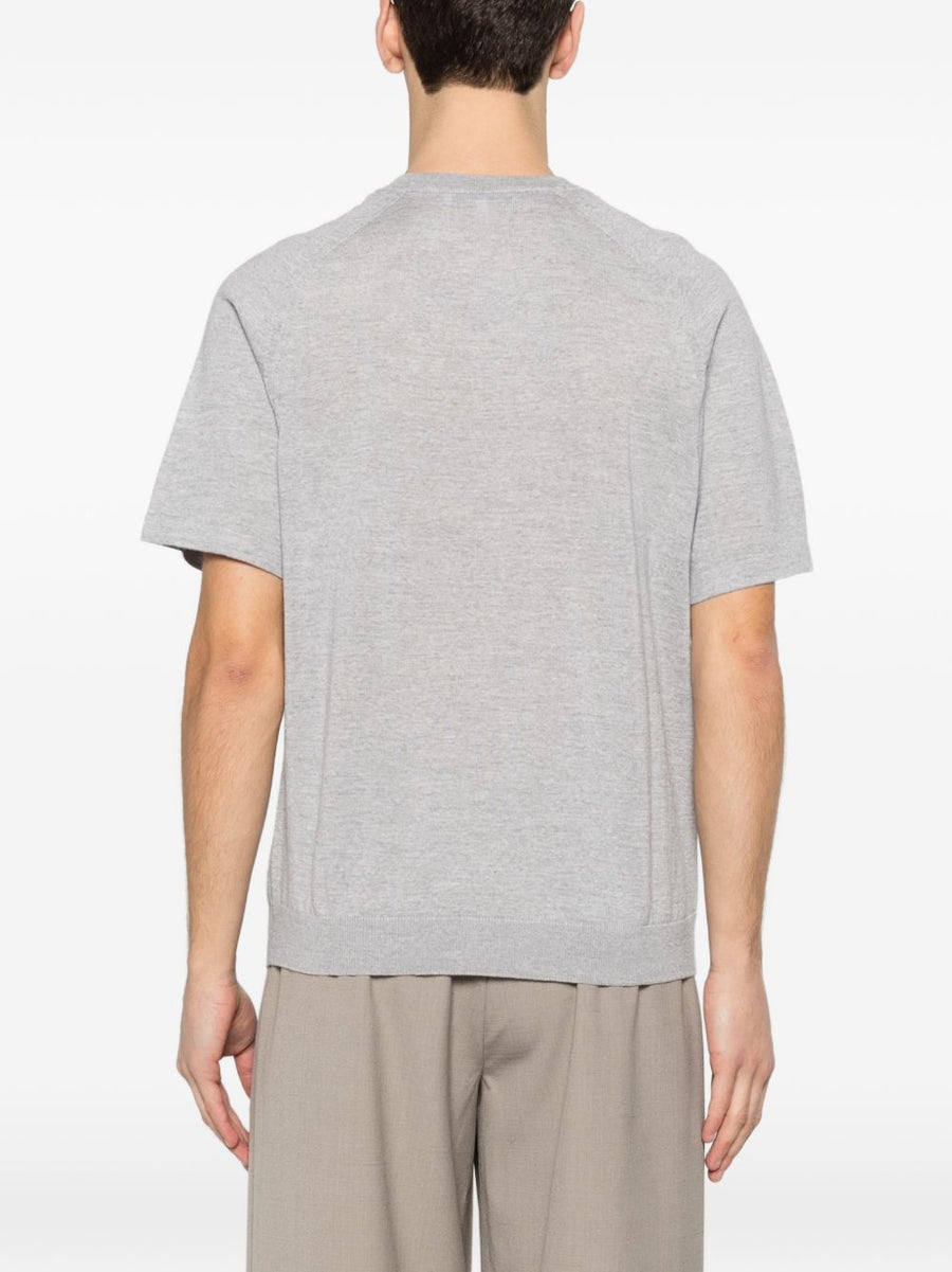 Maison Kitsuné Fox Head Wool Jumper For Men Grey Short Sleeve Premium Luxury Knitwear