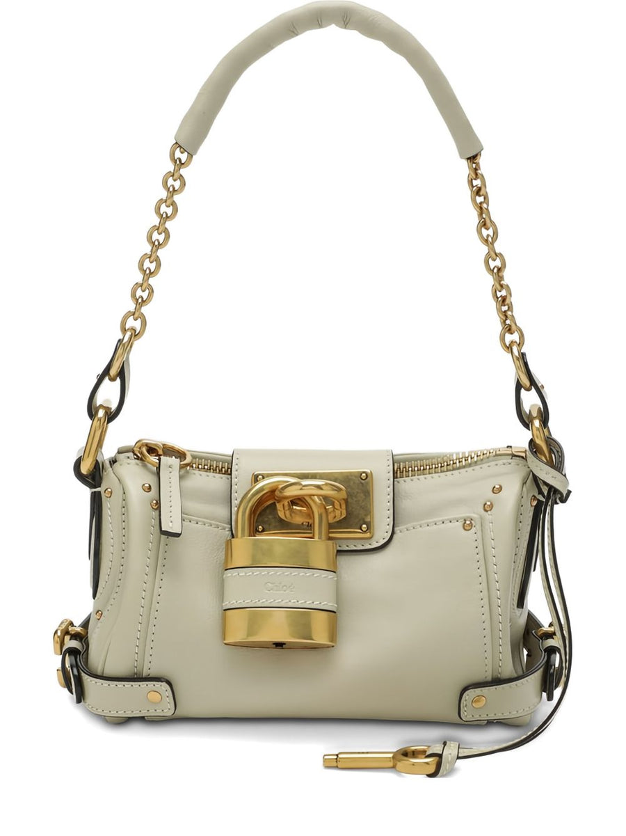 Chloé Small Paddington Chain Bag Grained Leather Ecru For Women Everyday Luxury With Padlock Detail And Key Charm