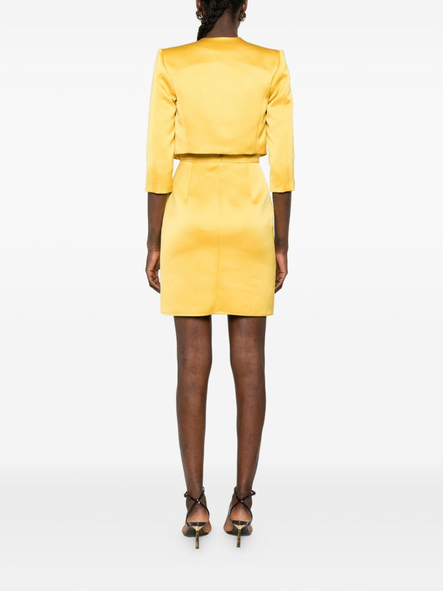 Elisabetta Franchi Luxurious Yellow V Neck Embroidered Midi Dress For Women Spring Summer 2026