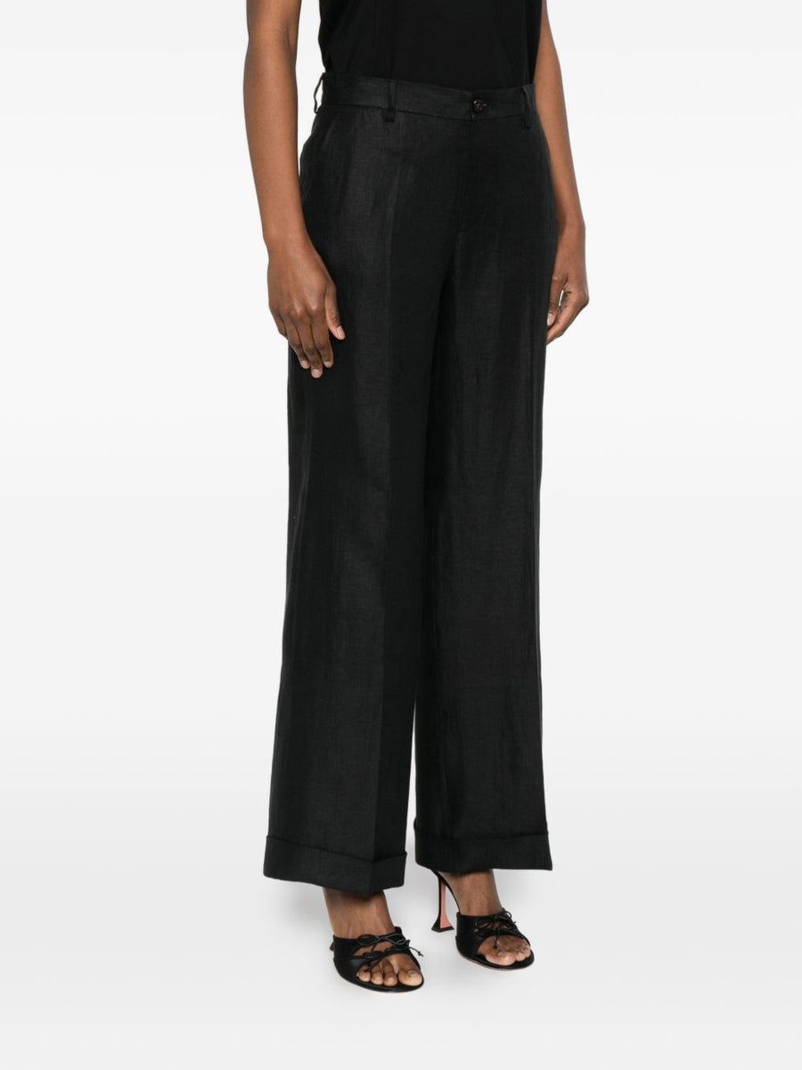 L.B.M. 1911 Black Linen Trousers For Women Breathable Comfort Refined Everyday Fit