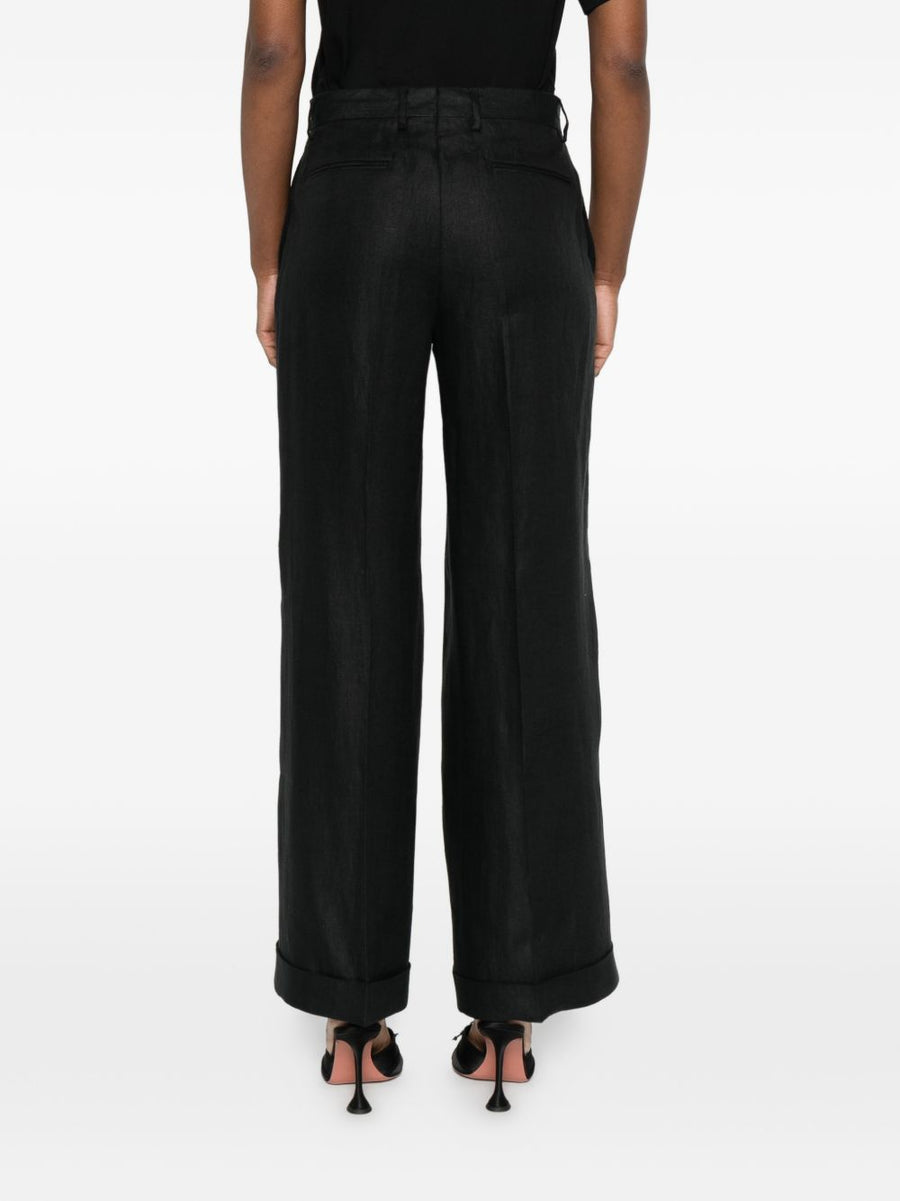 L.B.M. 1911 Black Linen Trousers For Women Breathable Comfort Refined Everyday Fit