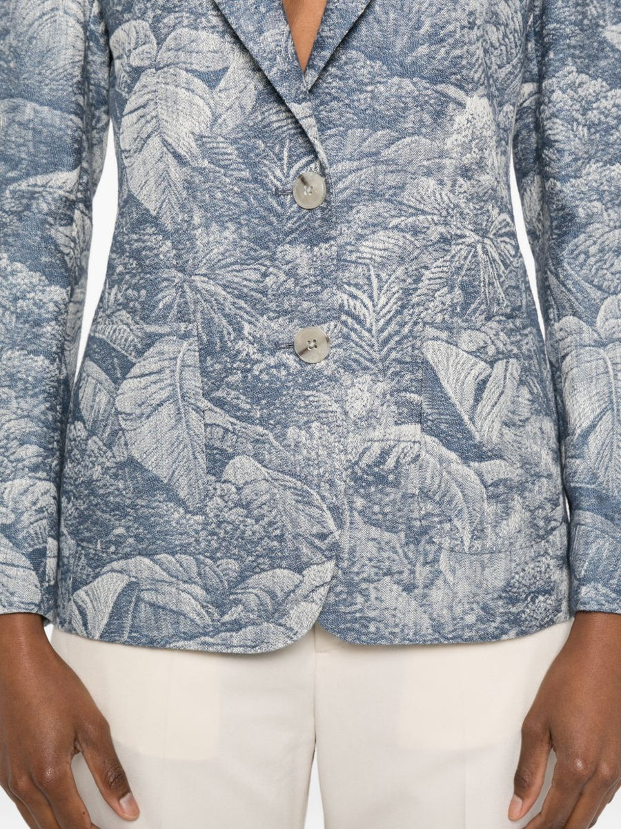 L.B.M. 1911 Womens Floral Jacquard Jacket Light Blue Cotton Refined Smart Casual