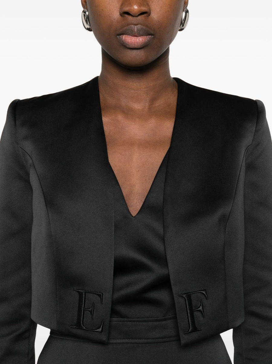 Elisabetta Franchi Black Applique Midi Dress With Short Sleeves Back Zip