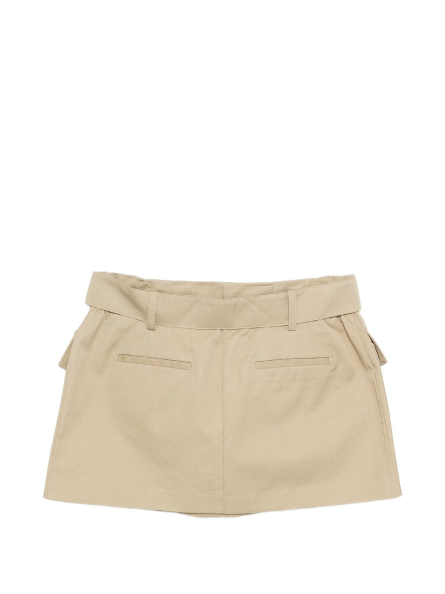 Iro Inoa Cotton Blend Skirt For Women Beige With Front Pockets And Integrated Belt