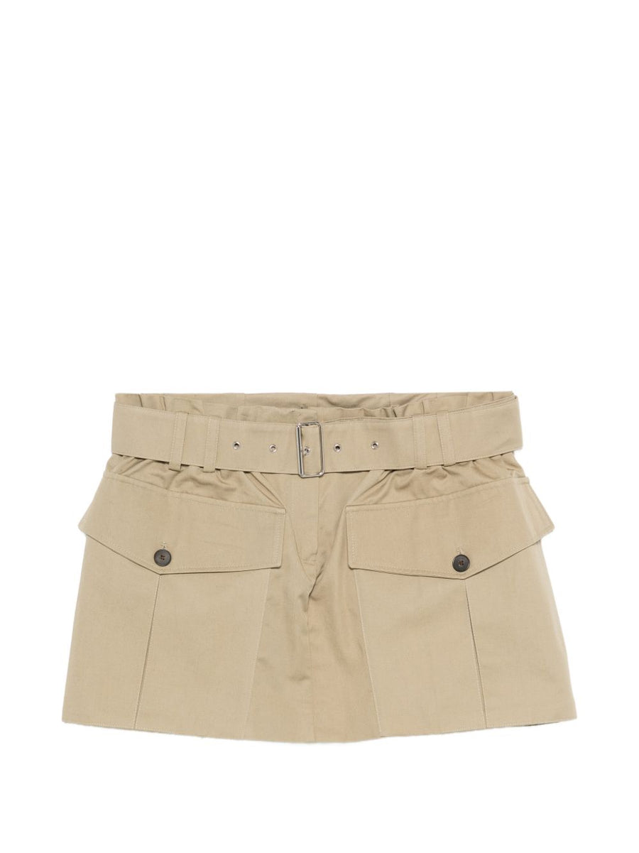 Iro Inoa Cotton Blend Skirt For Women Beige With Front Pockets And Integrated Belt