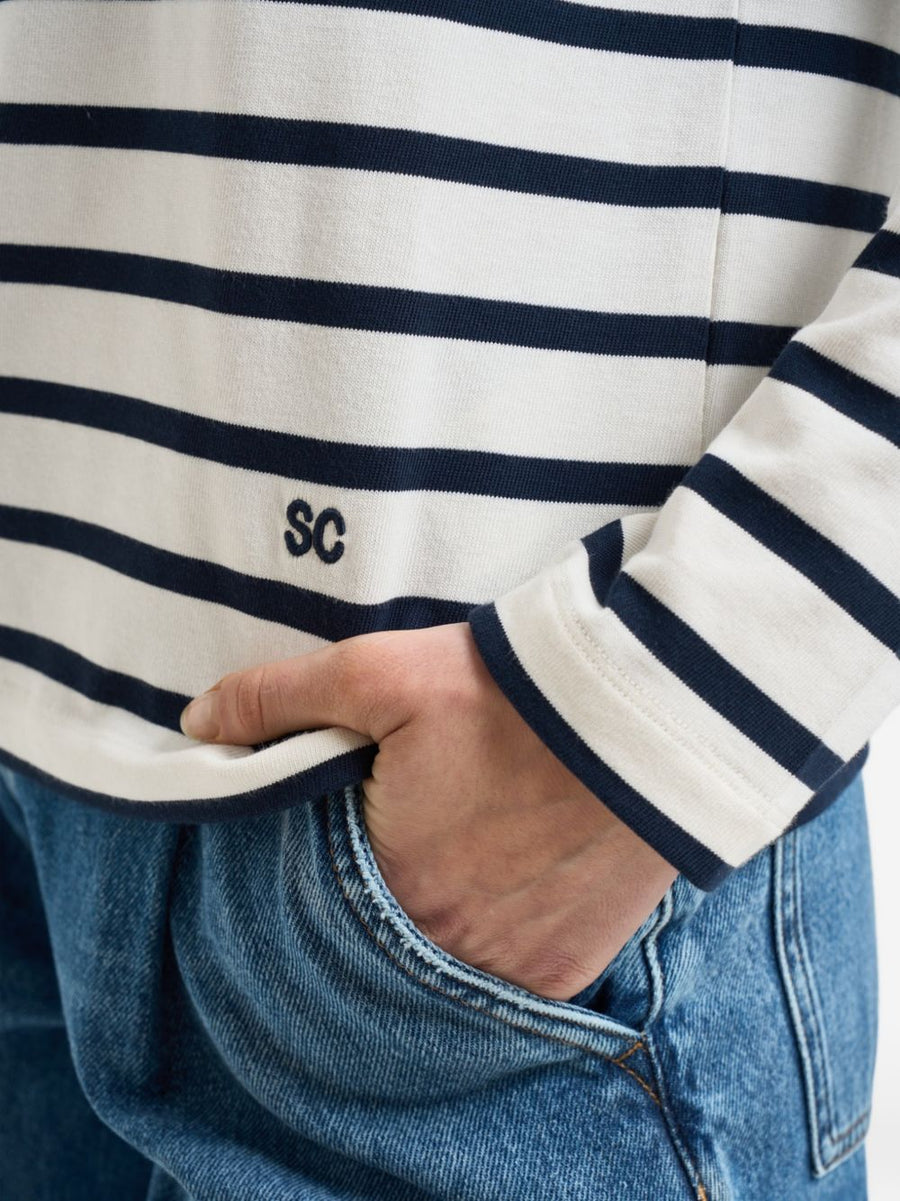 Semicouture Carmelita Striped Silk Blend Crewneck Sweater for Women Versatile Dailywear
