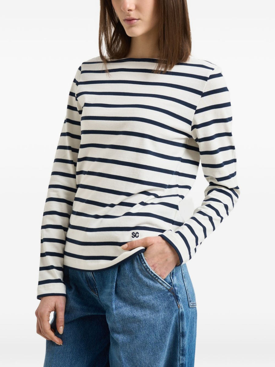 Semicouture Carmelita Striped Silk Blend Crewneck Sweater for Women Versatile Dailywear