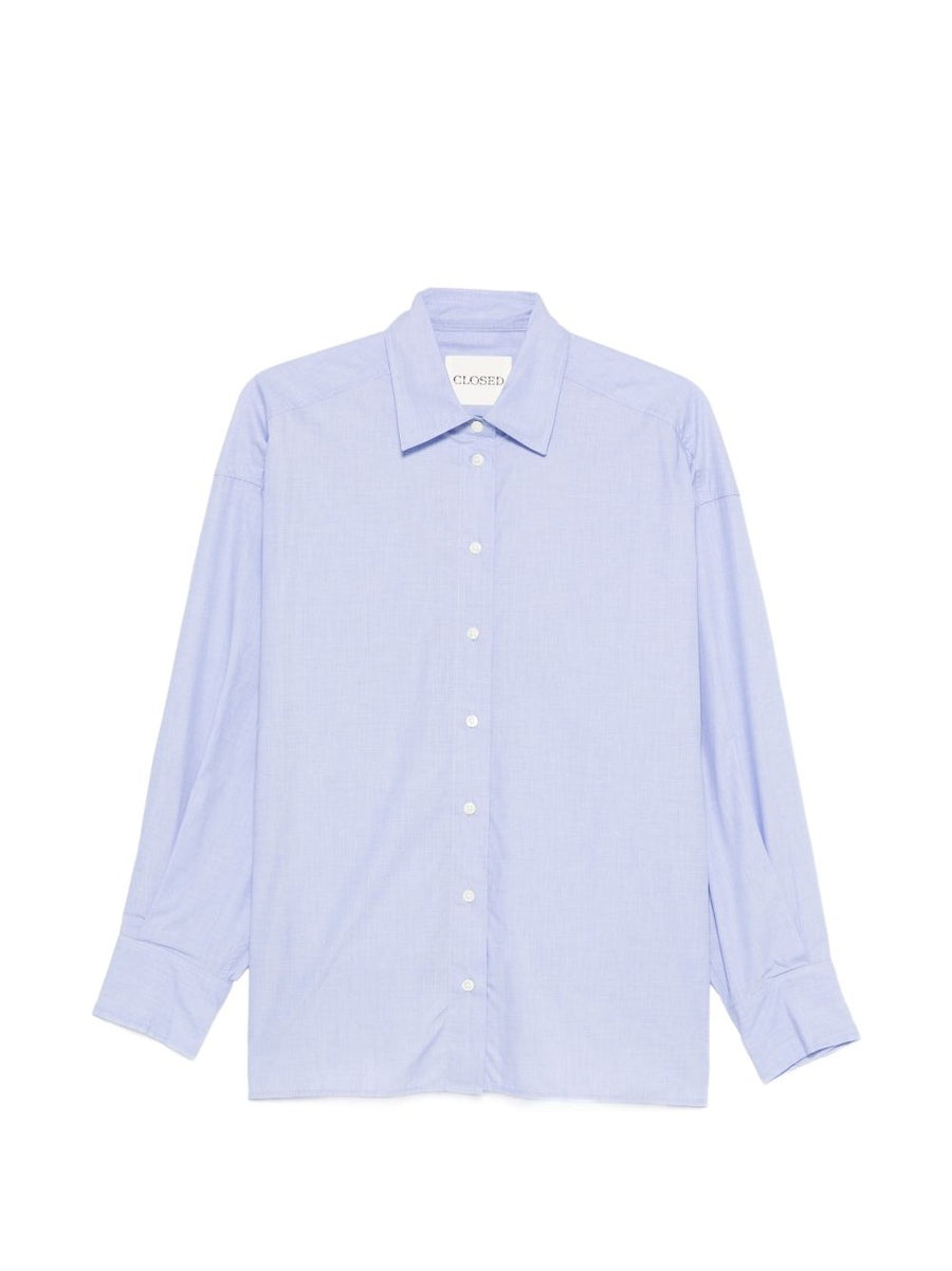 Closed Navy Cotton Shirt For Women Breathable 100 Percent Cotton Long Sleeve Button Front Minimalist Classic