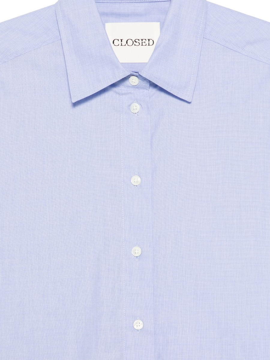 Closed Navy Cotton Shirt For Women Breathable 100 Percent Cotton Long Sleeve Button Front Minimalist Classic