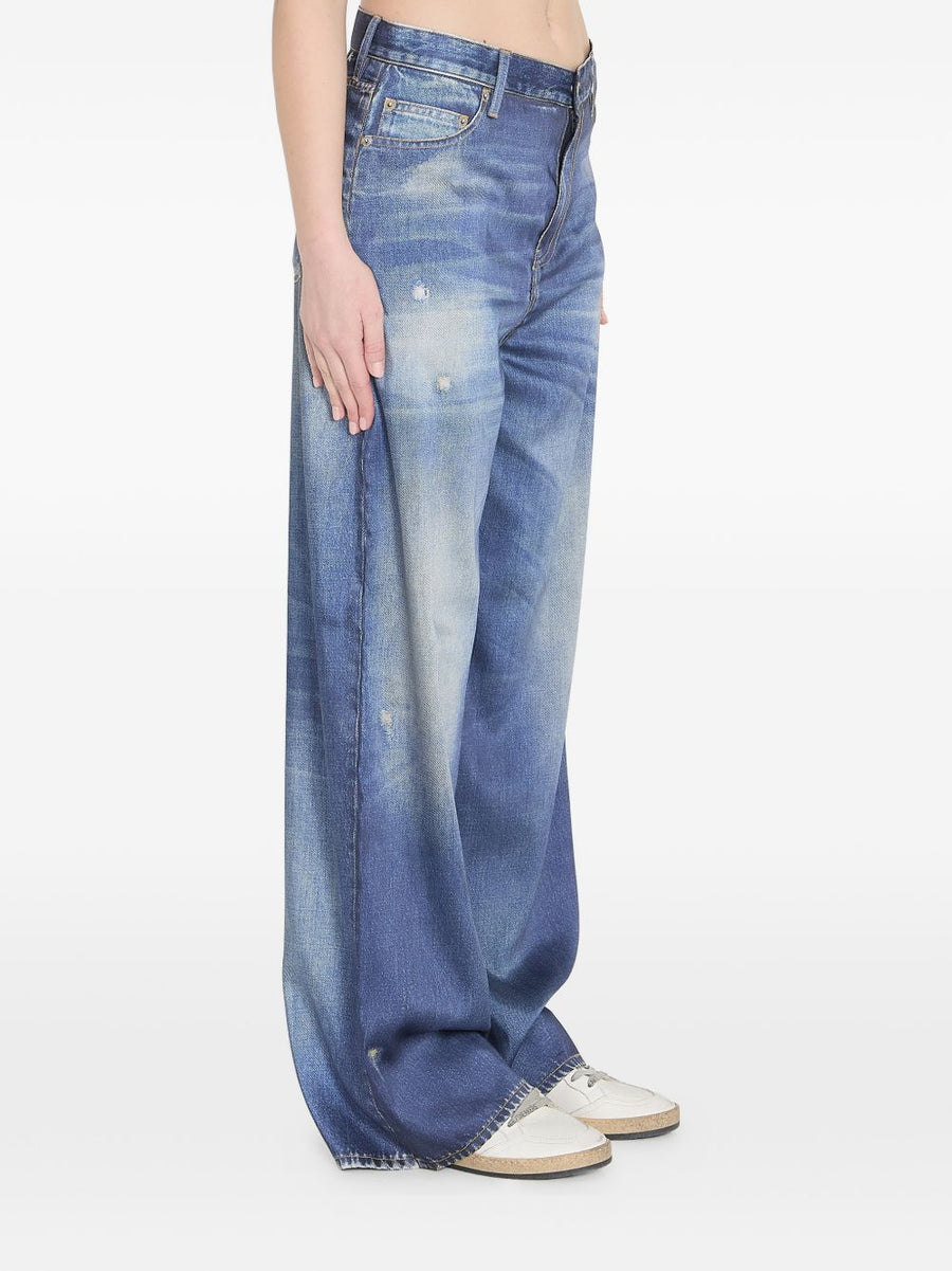 Golden Goose Boyfriend Jeans Navy Wide Leg For Women With Signature Star Detail Premium
