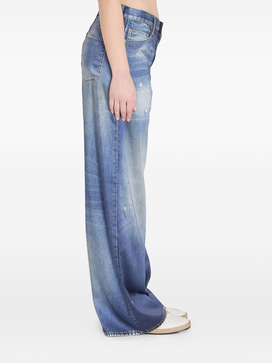 Golden Goose Boyfriend Jeans Navy Wide Leg For Women With Signature Star Detail Premium
