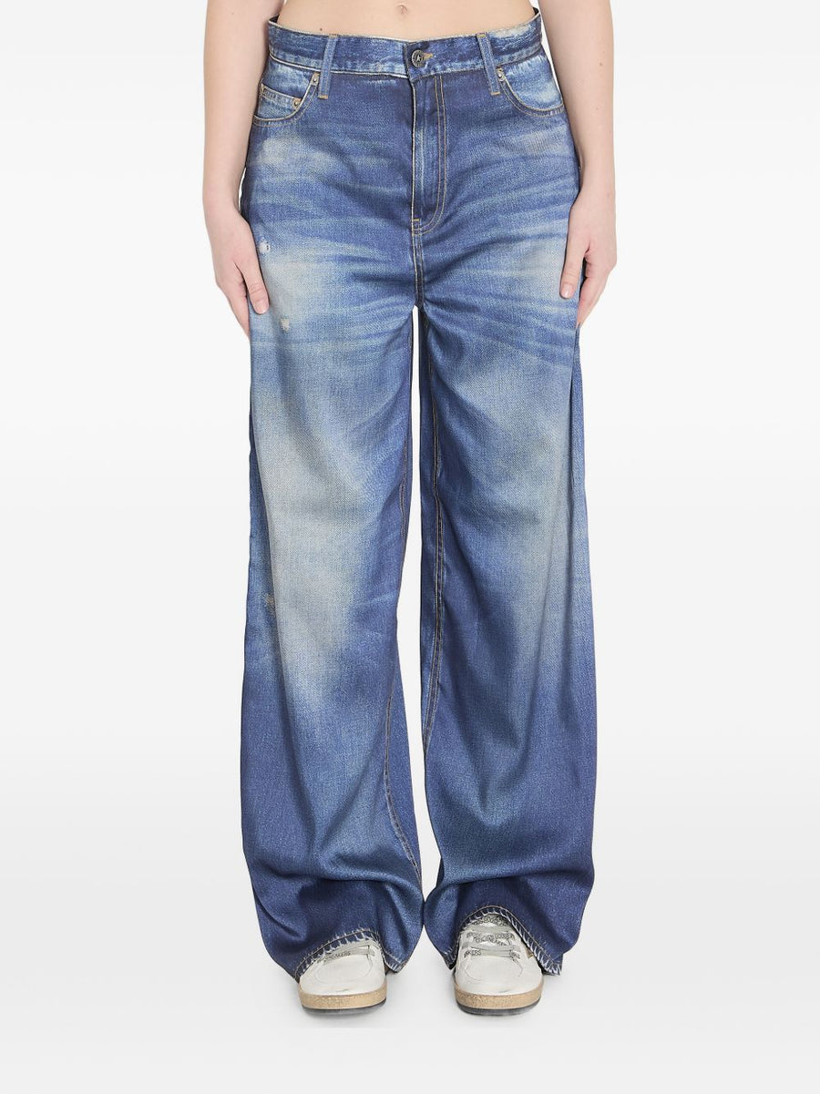 Golden Goose Boyfriend Jeans Navy Wide Leg For Women With Signature Star Detail Premium
