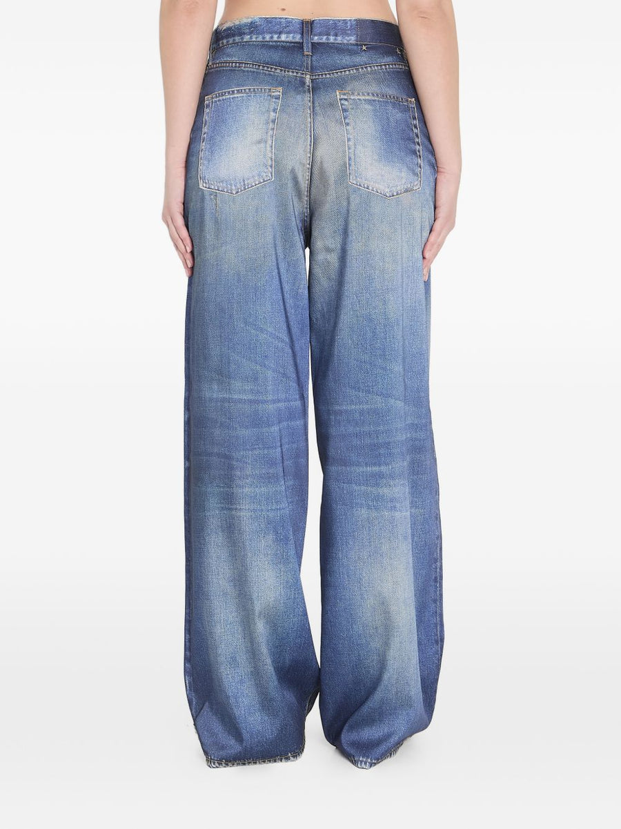 Golden Goose Boyfriend Jeans Navy Wide Leg For Women With Signature Star Detail Premium
