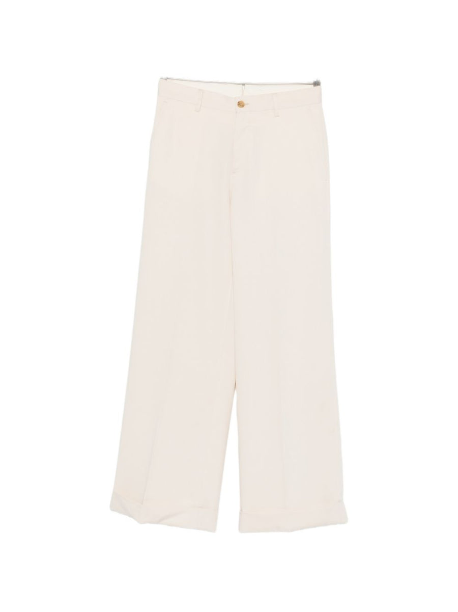 L.B.M. 1911 Ivory Trousers for Women Tailored Straight Leg Turn Up Cuffs Office to Weekend Wear