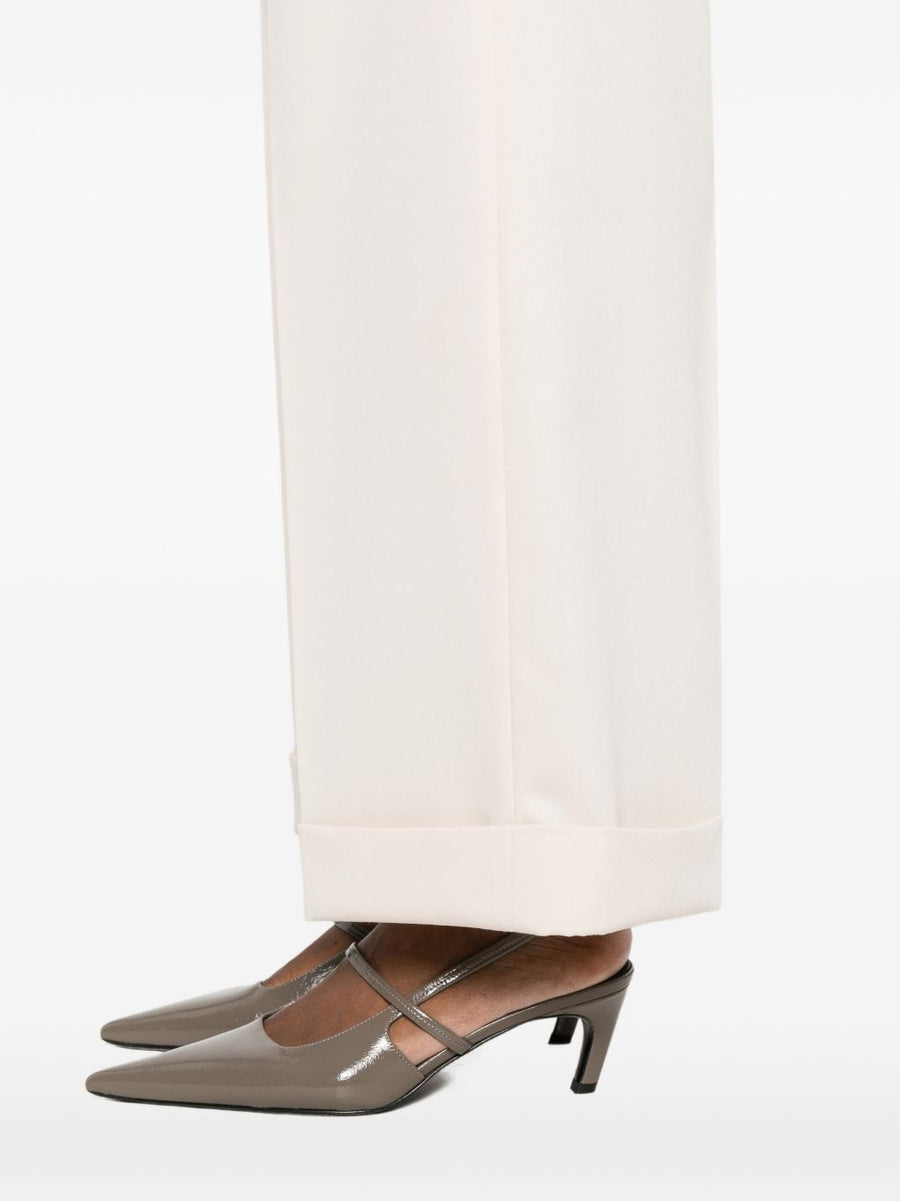 L.B.M. 1911 Ivory Trousers for Women Tailored Straight Leg Turn Up Cuffs Office to Weekend Wear