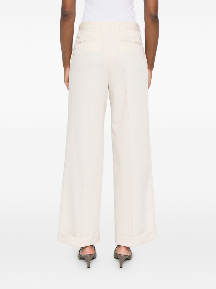L.B.M. 1911 Ivory Trousers for Women Tailored Straight Leg Turn Up Cuffs Office to Weekend Wear