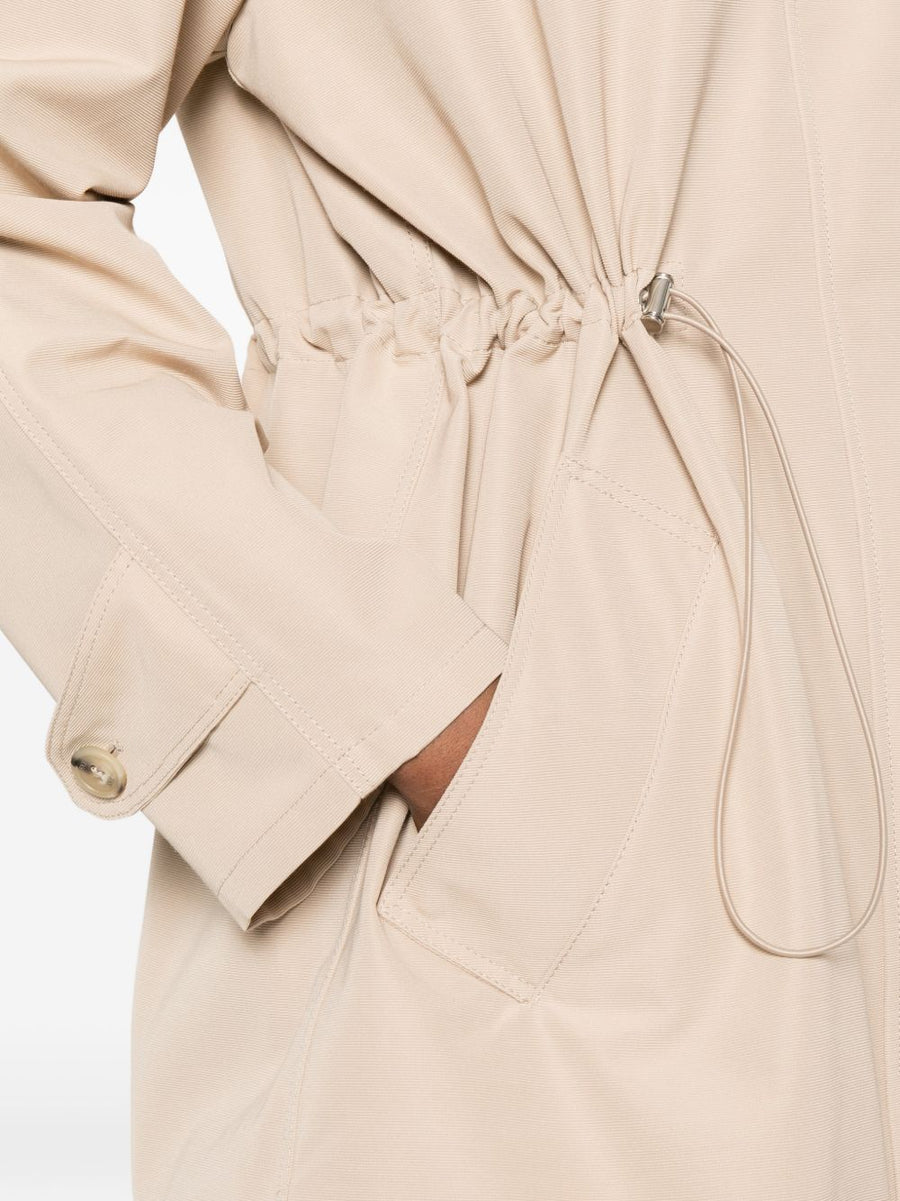 Fay Ivory Midi Parka Coat For Women With Hood Zip Closure And Drawstring Waist City Ready Style