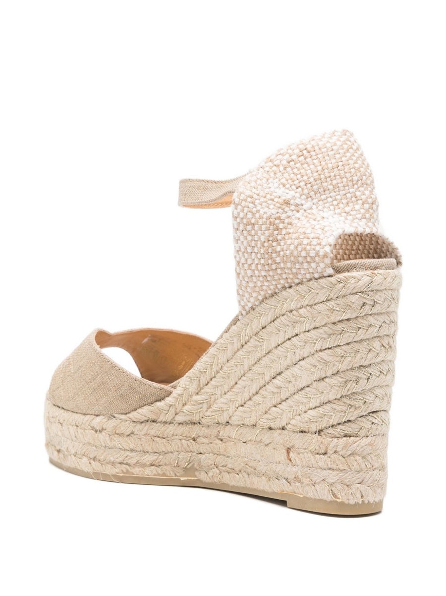 Espadrilles Castañer Blaudi Luxurious Gold Tone Platform With Quilted Toe And Woven Details For Women