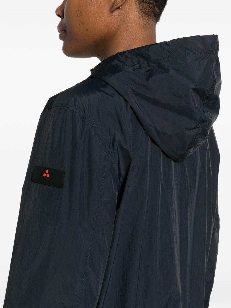 Peuterey Nigle Navy Short Blouson Jacket For Women Lightweight Shell With Hood Zip Front