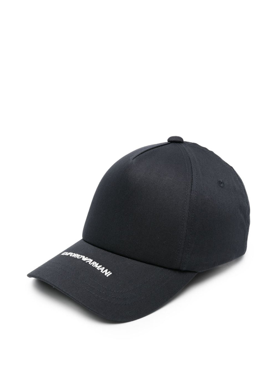Emporio Armani Canvas Baseball Cap Navy One Hundred Percent Cotton With Embroidered Logo For Men Premium Comfort