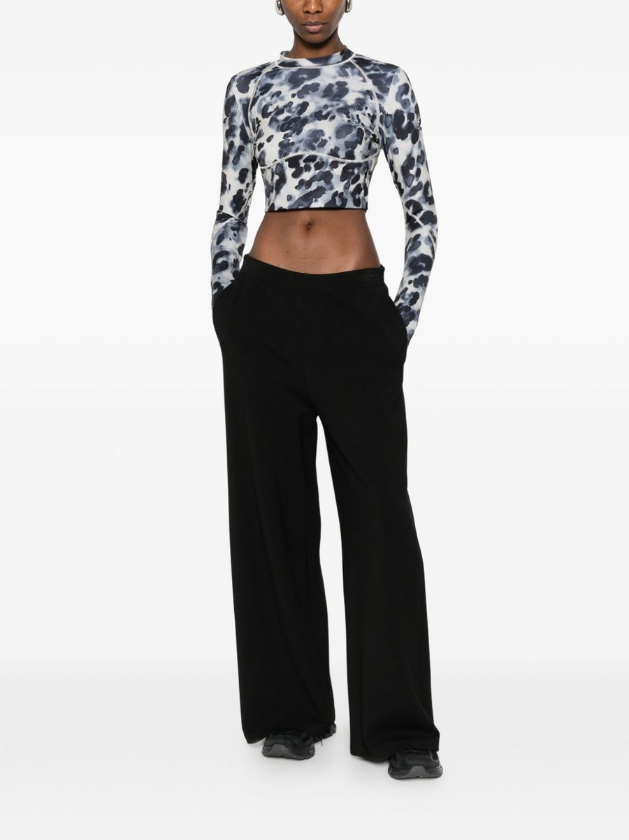 Adidas By Stella McCartney Open-Back Cropped Tee For Women With Thumb-Hole Long Sleeves