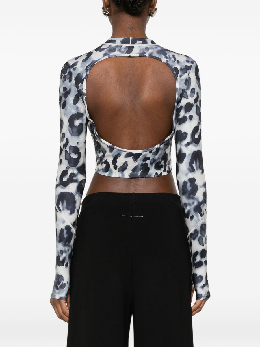 Adidas By Stella McCartney Open-Back Cropped Tee For Women With Thumb-Hole Long Sleeves