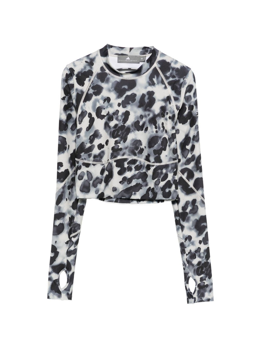 Adidas By Stella McCartney Open-Back Cropped Tee For Women With Thumb-Hole Long Sleeves
