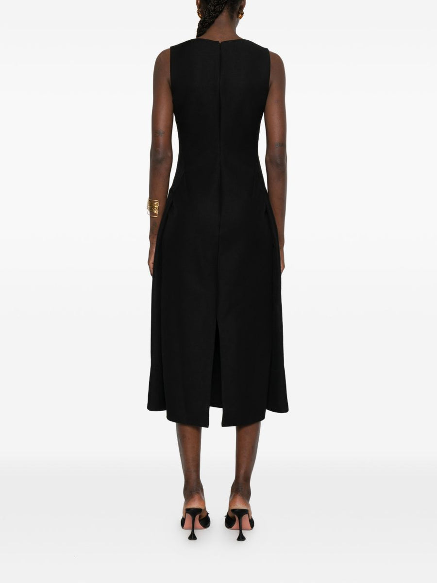 Jacquemus Apron Dress La Robe Tablier Long Black Linen Blend Square Neck For Women Luxurious Resort Ready