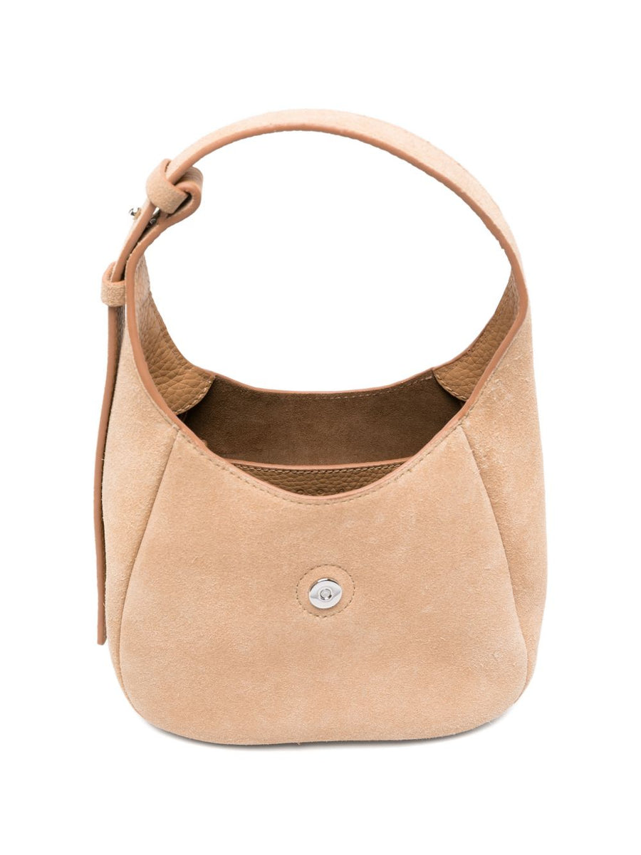 Hogan Trend Beige Hobo Bag For Women With Calf Leather Top Handle Ring Detail, Compact Everyday Crossbody