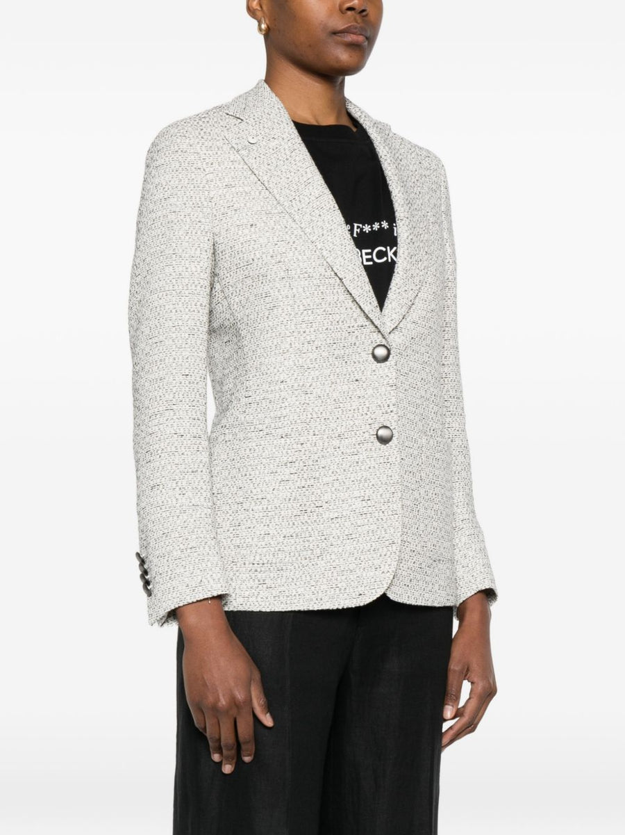 L.B.M. 1911 Grey Single Breasted Jacket For Women Tailored Cotton Blend Office Blazer
