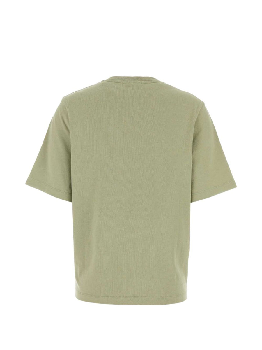 Maison Kitsuné Dressed Fox Cotton T Shirt For Women Soft Organic Cotton Sage Green Embroidered Fox Motif