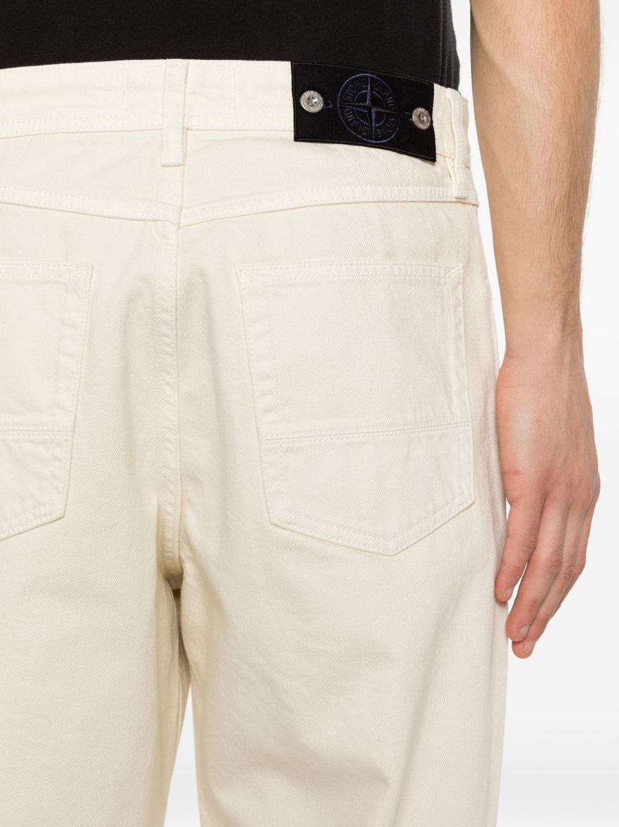 Stone Island Ivory Denim Jeans For Men Premium Cotone Comfort Five Pocket Style Essentials