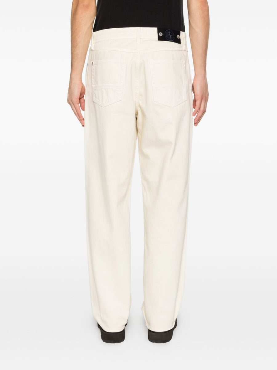 Stone Island Ivory Denim Jeans For Men Premium Cotone Comfort Five Pocket Style Essentials